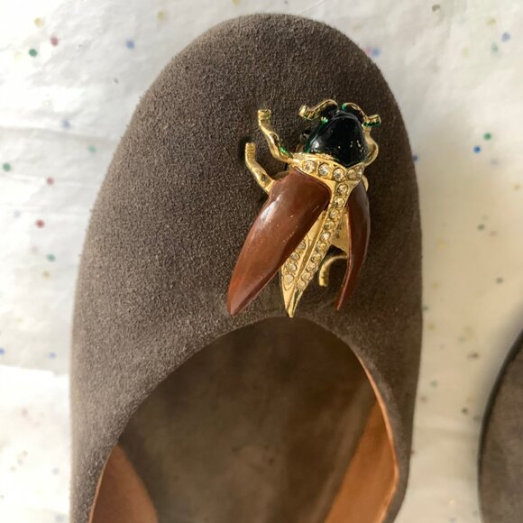Pilcro and the Letterpress Brown Suede Beetle Bee Insect Ballet Flats - Size 9 - Picture 12 of 12